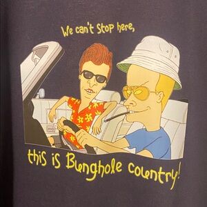 NWT!  BUNGHOLE COUNTRY- BEAVIS AND BUTTHEAD spoof tee